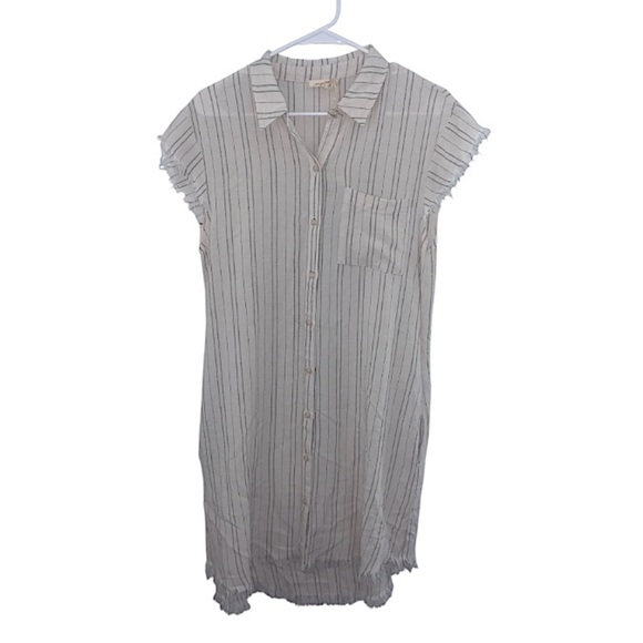 NWT Mystree Button Down Raw Hem Shortsleeve Dress - Picture 1 of 8